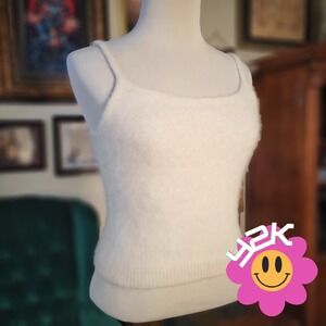 Y2K BCBG MAXAZRIA White Angora Fur Tank Top